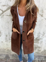 Full Size Button-Down Long Sleeve Longline Coat Plus Size - Trendsi - Flyclothing LLC