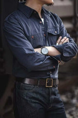 Men's Button Down Long Sleeve Shirt with Chest Pockets - Trendsi - Flyclothing LLC