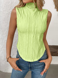 Texture Turtleneck Sleeveless Top - Trendsi