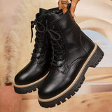 Lace-Up Platform Boots - Trendsi - Flyclothing LLC