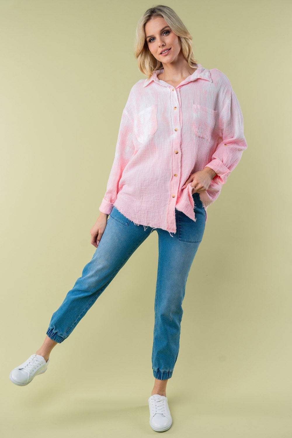 White Birch Full Size Long Sleeve Tie Dye Shirt - Trendsi - Flyclothing LLC