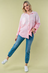 White Birch Full Size Long Sleeve Tie Dye Shirt Trendsi