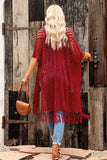 Openwork Open Front Cardigan with Fringes - Trendsi - Flyclothing LLC