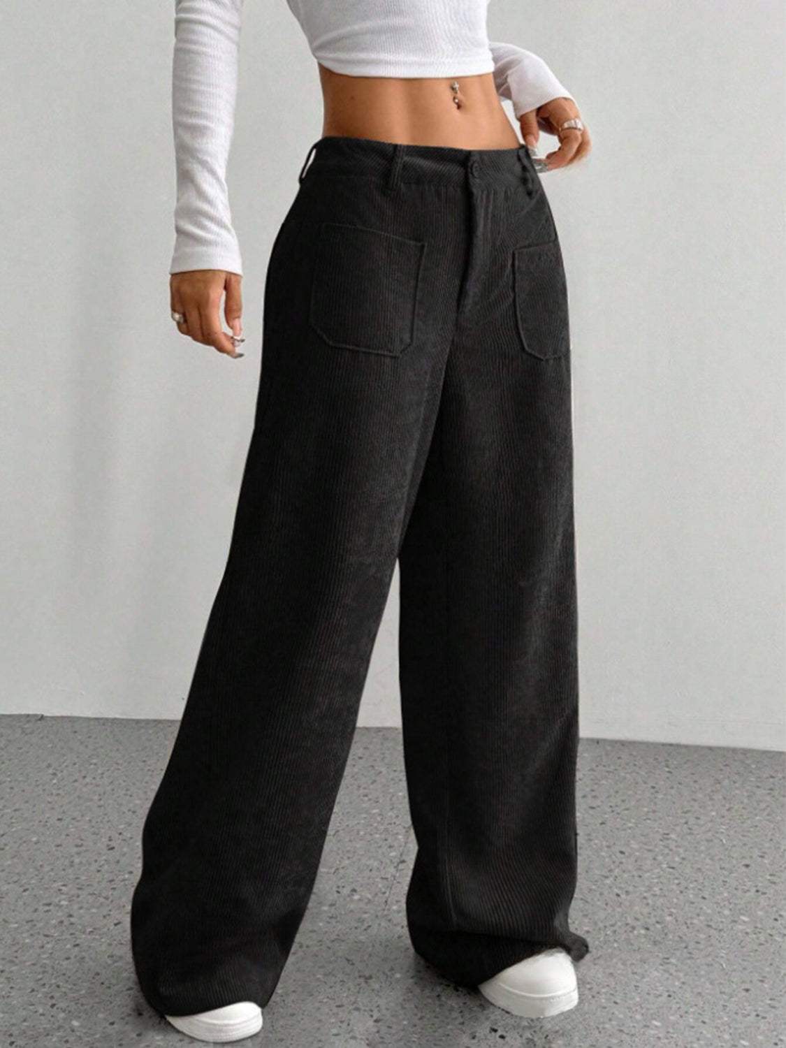 Wide Leg Pants with Pockets - Trendsi - Flyclothing LLC