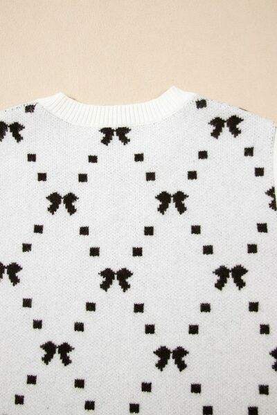 Bow Round Neck Sweater Vest - Trendsi - Flyclothing LLC