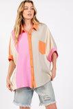 SAGE + FIG Full Size Color Block Button-Down Shirt - Trendsi