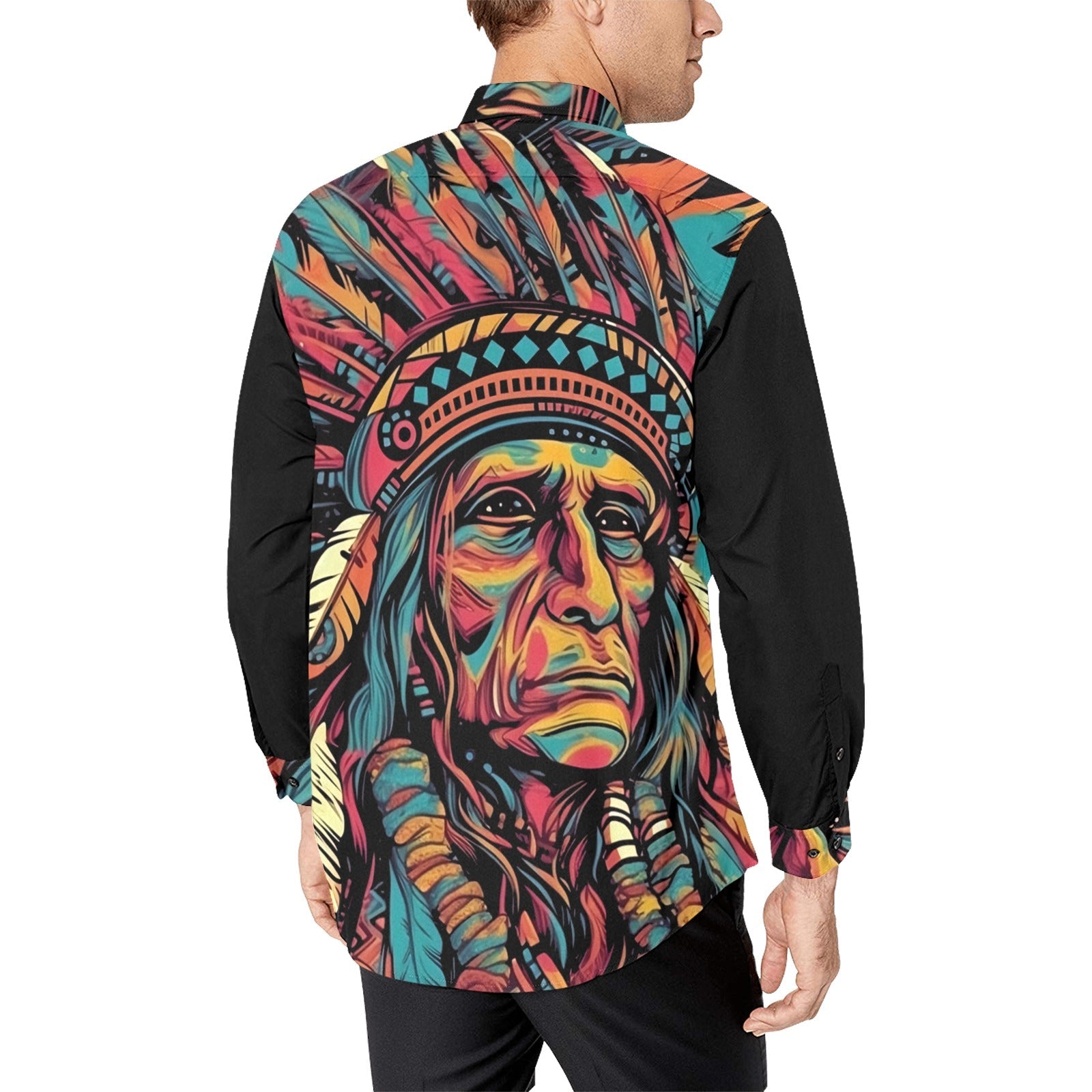 Baha Ranch Painted Indian Chief Unisex Western Button Up Shirt