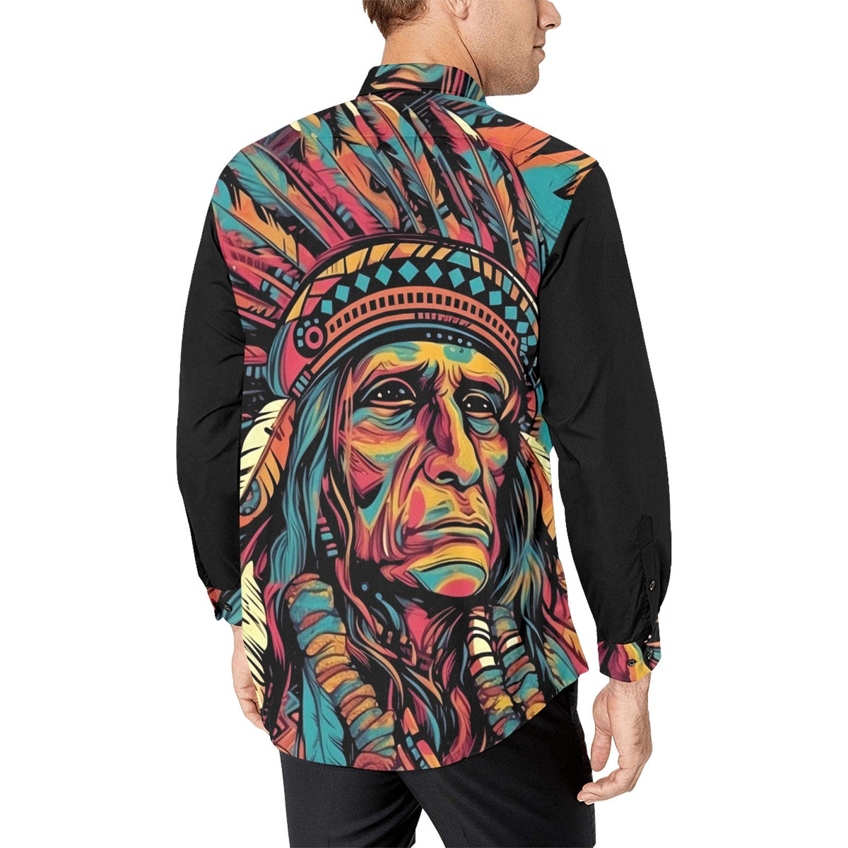 Baha Ranch Painted Indian Chief Unisex Western Button Up Shirt