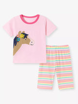 Children's Horse Applique Top & Rainbow Striped Pants Set - Trendsi - Flyclothing LLC