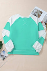 Plus Size Exposed Seam Color Block Long Sleeve Sweatshirt - Trendsi - Flyclothing LLC