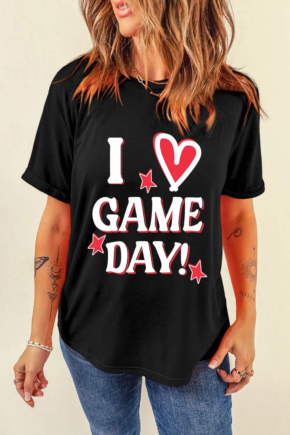 Letter Graphic Round Neck Short Sleeve T-Shirt - Trendsi - Flyclothing LLC