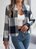 Plaid Open Front Long Sleeve Jacket - Trendsi