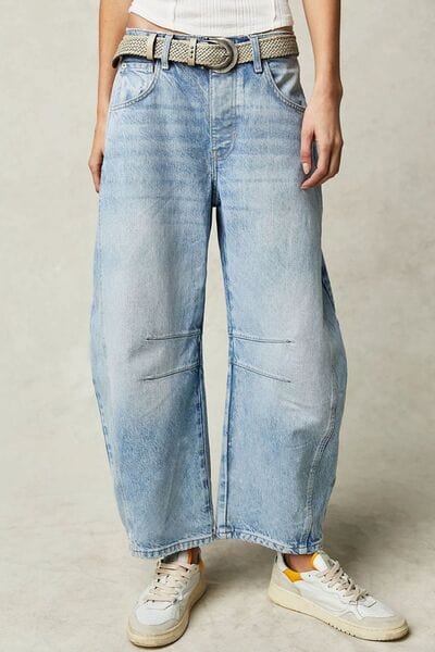 Wide Leg Jeans with Pockets - Trendsi