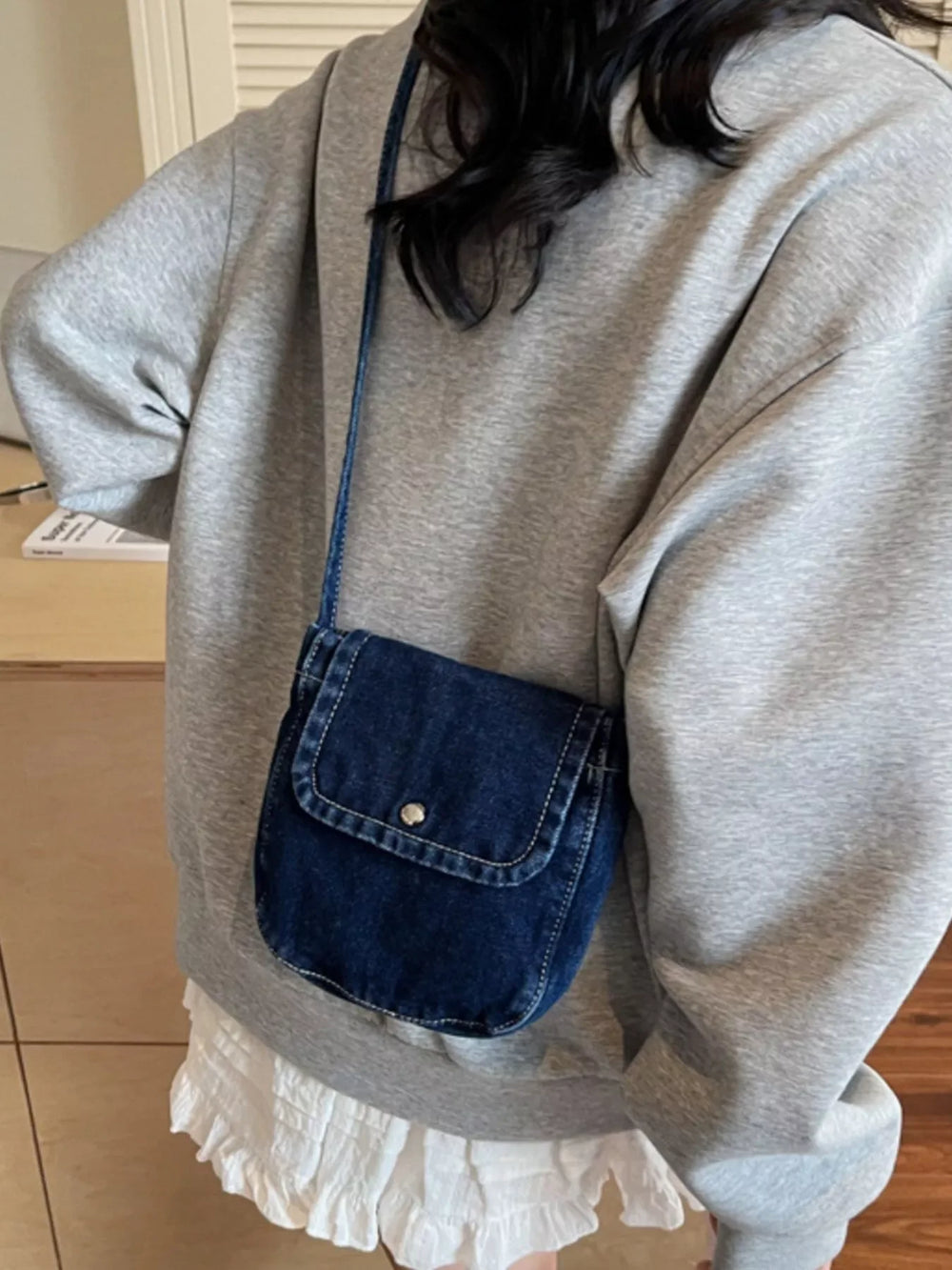 Denim Flap Crossbody Bag - Trendsi - Flyclothing LLC