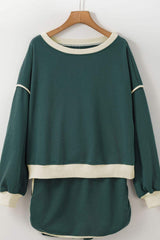 Contrast Trim Round Neck Top and Skort Set - Trendsi - Flyclothing LLC