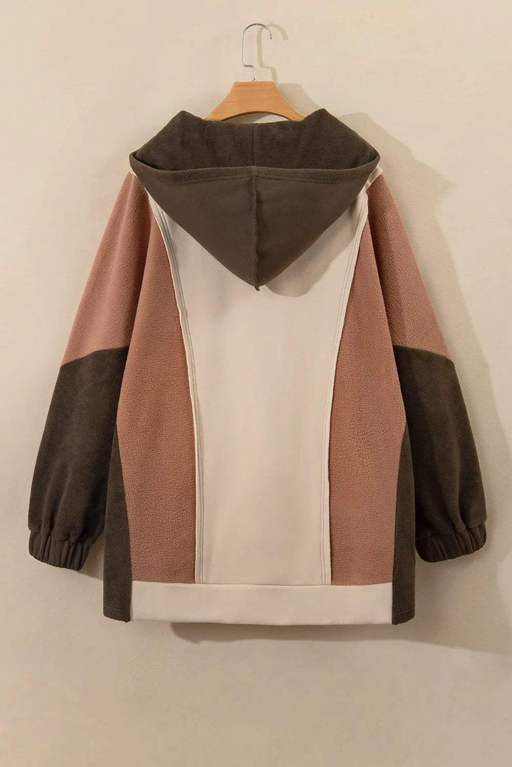 Plus Size Color Block Long Sleeve Hoodie - Trendsi - Flyclothing LLC