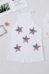 Sequin US Flag Star Grecian Neck Tank - Trendsi - Flyclothing LLC