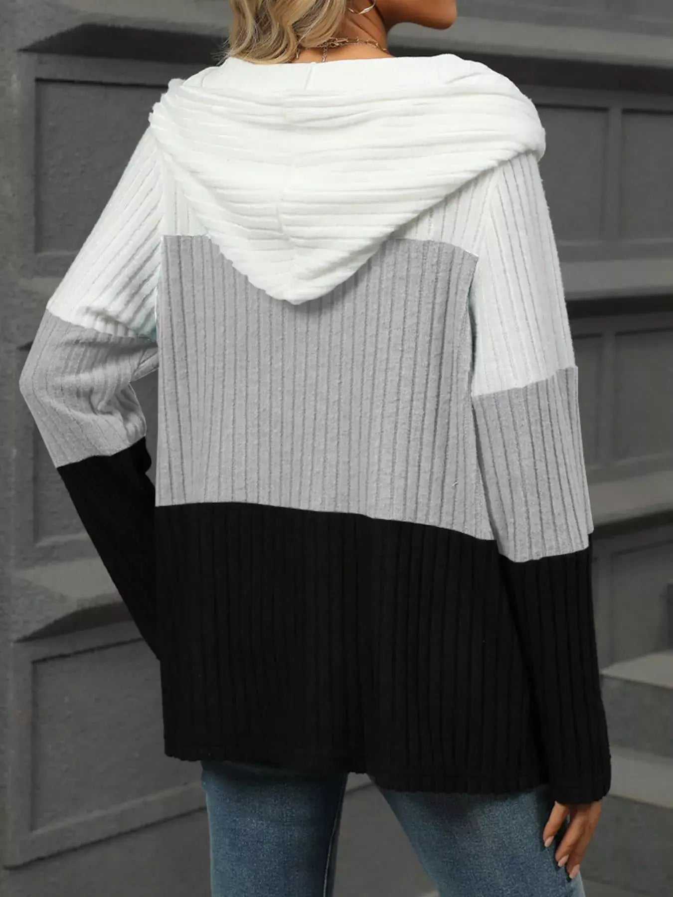 Color Block Half Zip Hooded Top - Trendsi - Flyclothing LLC