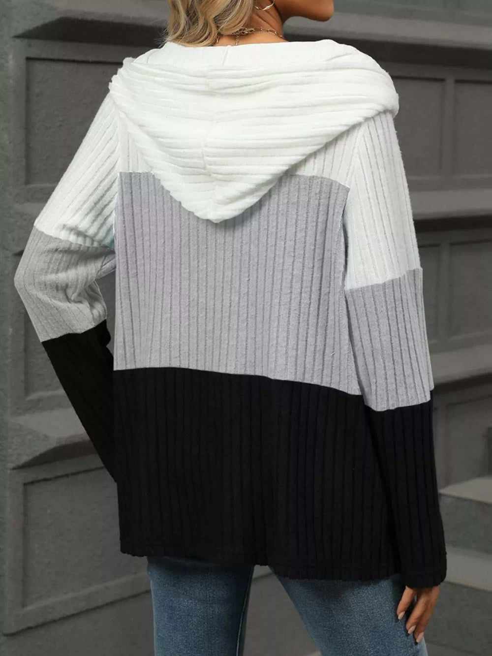 Color Block Half Zip Hooded Top - Trendsi - Flyclothing LLC
