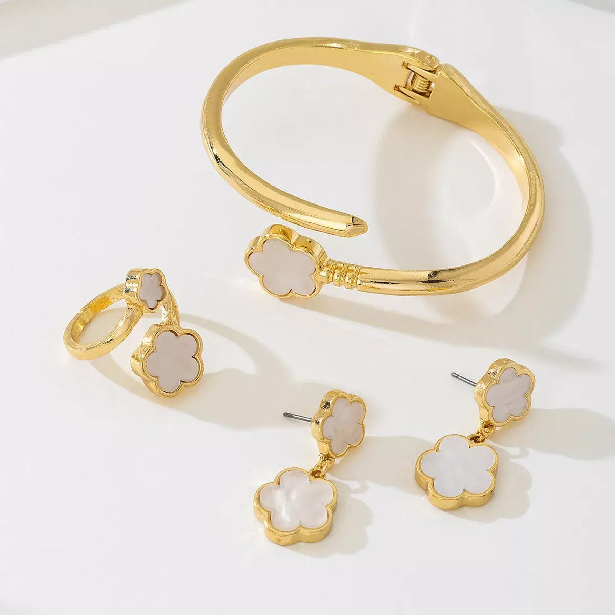 18K Gold-Plated Flower Jewelry Set - Trendsi - Flyclothing LLC