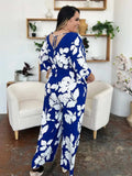 Double Take Full Size Printed Tie Back Wide Leg Jumpsuit - Trendsi - Flyclothing LLC