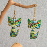 Colorful Cat Dangle Earrings - Trendsi - Flyclothing LLC