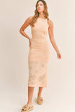 MABLE Floral Design Knit Slit Midi Dress - Trendsi - Flyclothing LLC