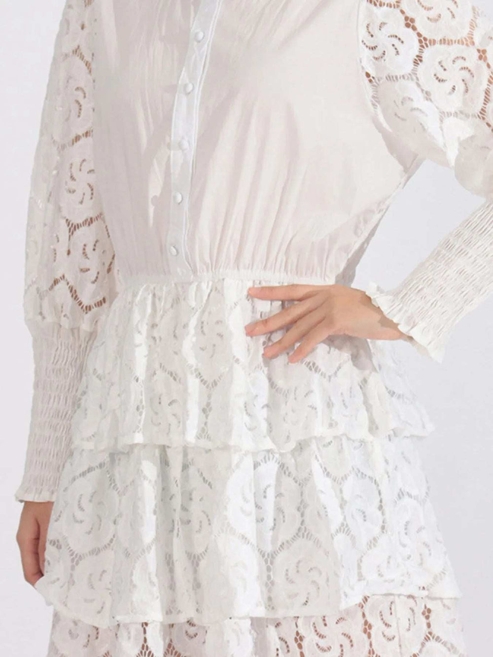 Full Size Lace Layered Long Sleeve Dress Plus Size - Trendsi - Flyclothing LLC