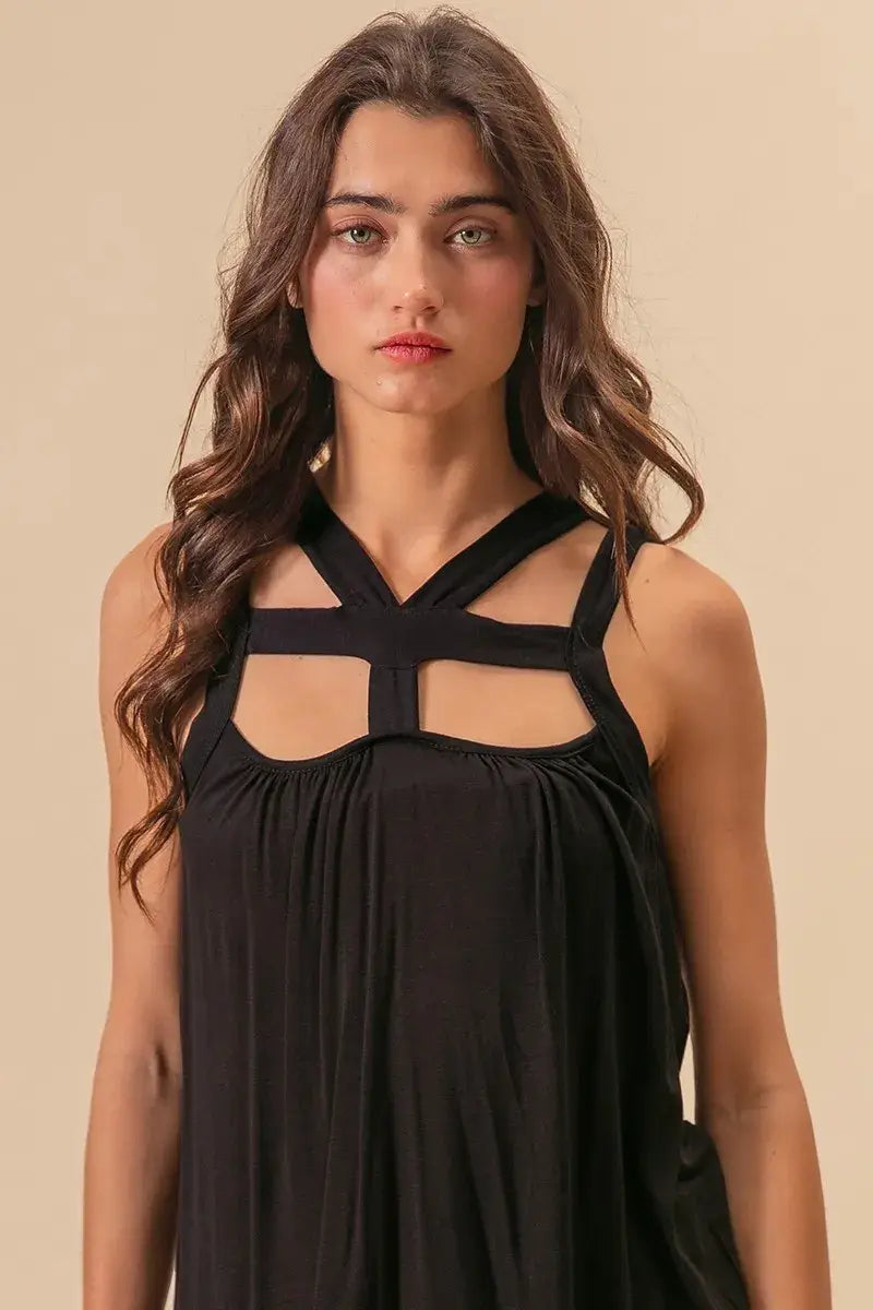 BiBi Rayon Span Jersey Cut Out with Straps Detailed - Trendsi - Flyclothing LLC