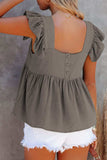 Full Size Ruffled Square Neck Cap Sleeve Blouse - Trendsi - Flyclothing LLC