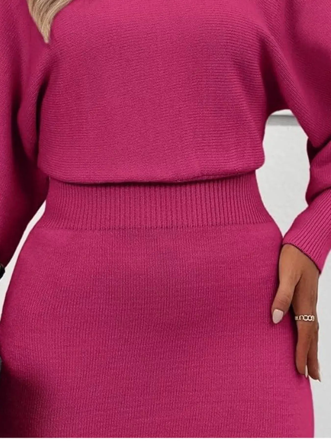 Lantern Sleeve Bodycon Sweater Dress - Trendsi - Flyclothing LLC