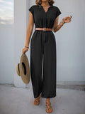 Perfee Notched Wide Leg Jumpsuit - Trendsi