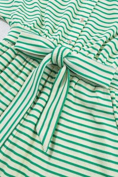 Striped Half Sleeve Tie Waist Romper - Trendsi - Flyclothing LLC