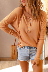 Double Take Full Size Half Button Drop Shoulder T-Shirt - Trendsi - Flyclothing LLC