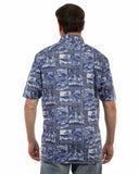 farthest point blue 100% cotton hawaiian shirt - Scully Leather