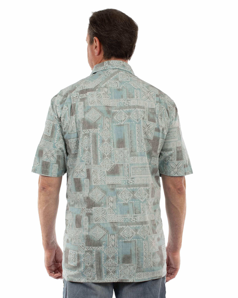 farthest point aqua 100% cotton herringbone hawaiian shirt - Scully Leather - Flyclothing LLC