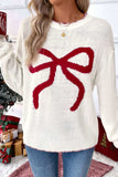 Bow Round Neck Drop Shoulder Sweater - Trendsi - Flyclothing LLC