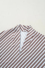Striped V Neck Cap Sleeve Blouse - Trendsi - Flyclothing LLC