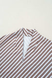 Striped V Neck Cap Sleeve Blouse - Trendsi - Flyclothing LLC