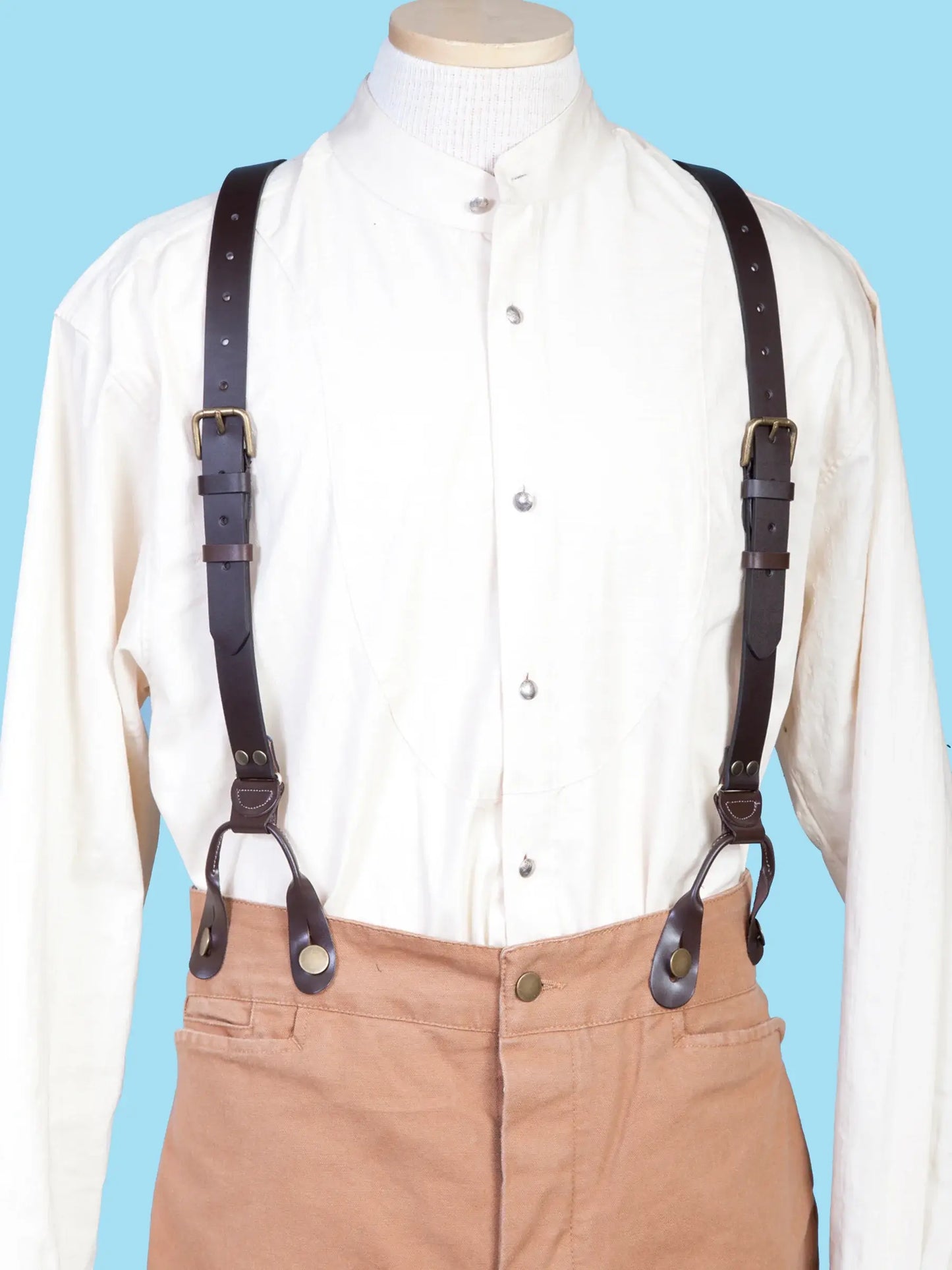 Scully Great Brown leather suspenders - Scully Leather - Flyclothing LLC
