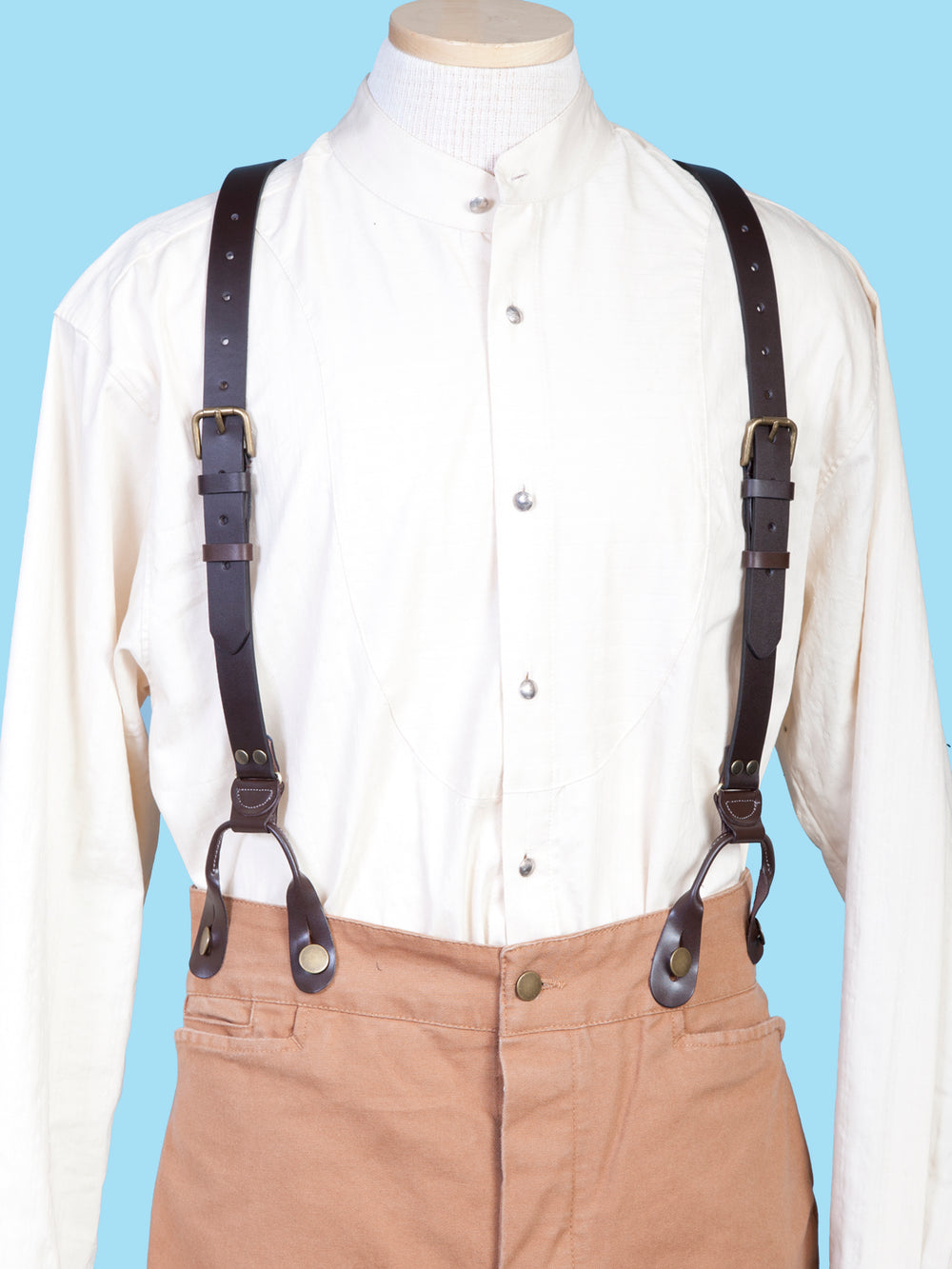 Scully Leather Brown 1" Leather Suspenders 48" Long