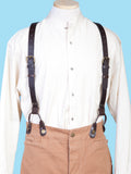 Scully Leather Brown 1" Leather Suspenders 48" Long