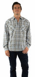 farthest point grey 100% cotton l/s plaid shirt w/western yokes/snap - Scully Leather