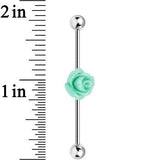Light Green Charming Summer Rose Flower Industrial Barbell 37mm