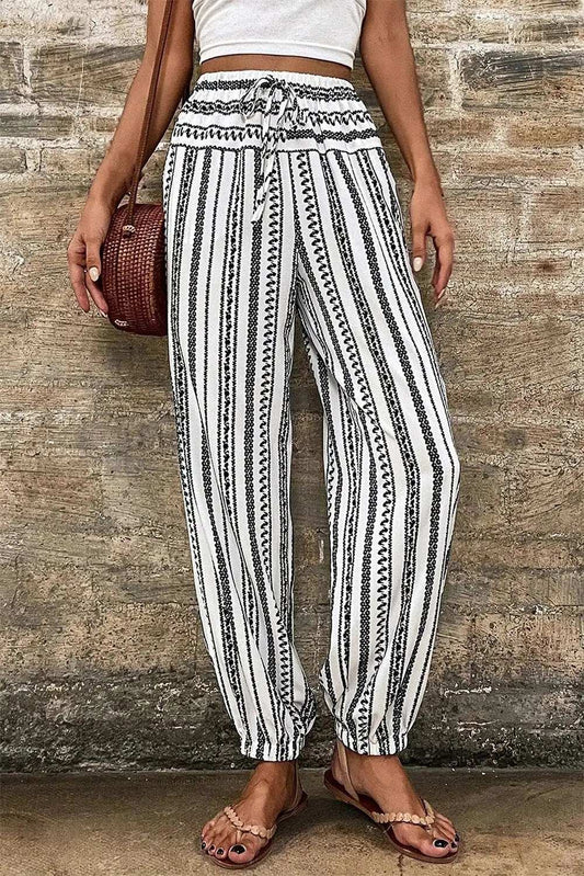 Printed Elastic Waist Pants - Trendsi - Flyclothing LLC