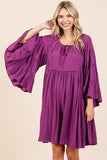 Mittoshop Frill Tie Neck Bell Sleeve Dress - Trendsi