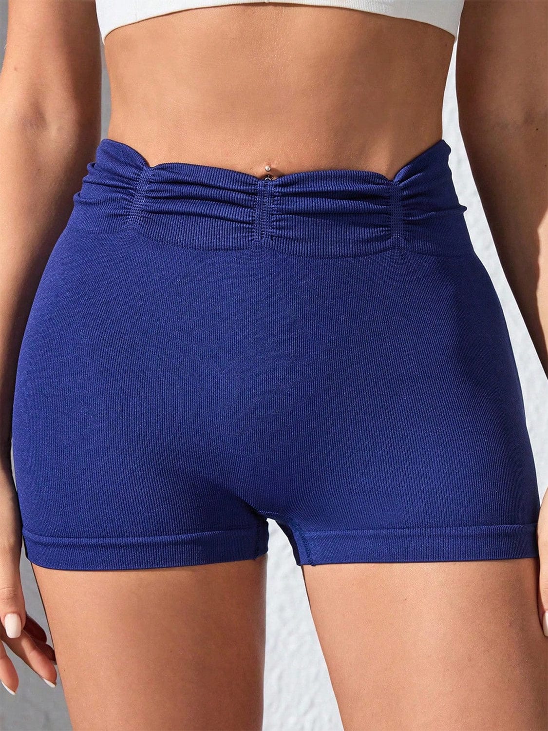 Ruched High Waist Active Shorts - Trendsi