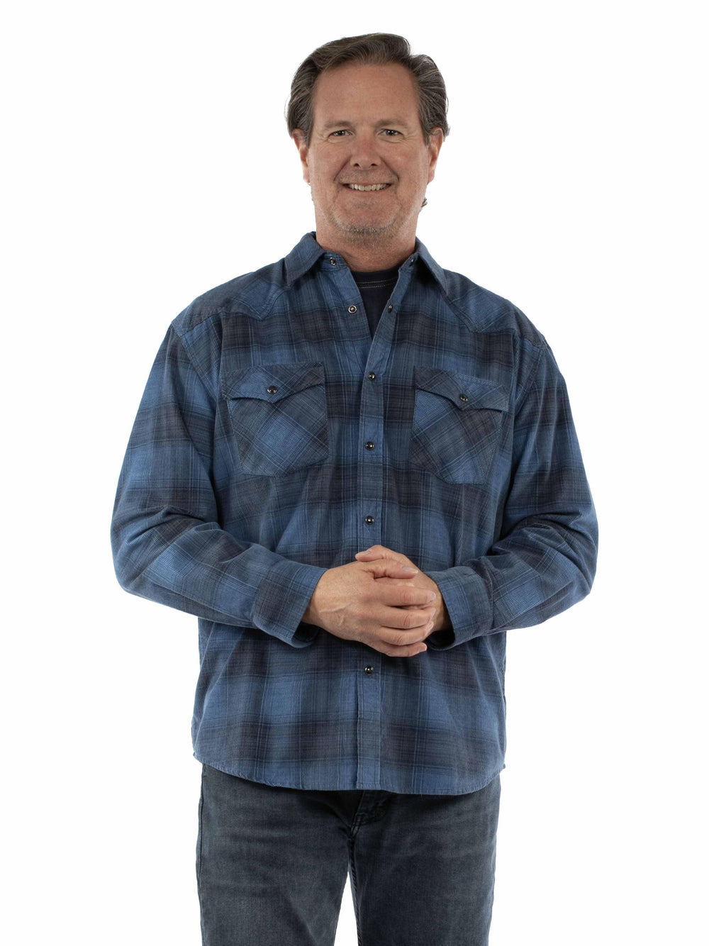 Farthest Point 100% cotton Blue Western corduroy shirt - Scully Leather