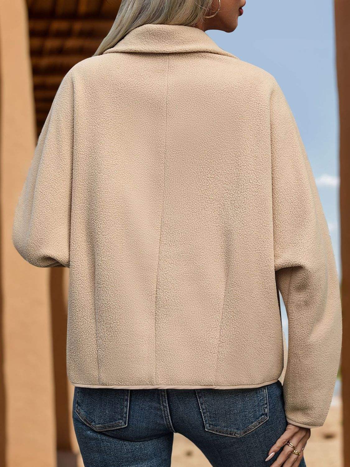 Pocketed Toggle Collared Neck Coat - Trendsi - Flyclothing LLC