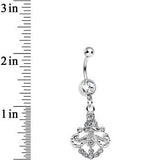 Clear Gem Shimmering Divine Fan Dangle Belly Ring